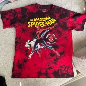 Mens Crew Neck Short Sleeve Regular Fit Tie-Dye Marvel Spiderman Graphic T-Shirt